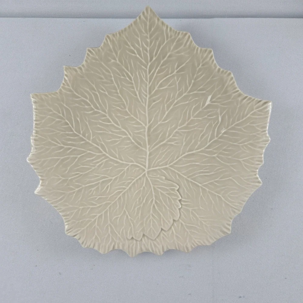 Williams Sonoma Italy Ceramic Decorative Leaf Plate Fall Decor Botanical Decor